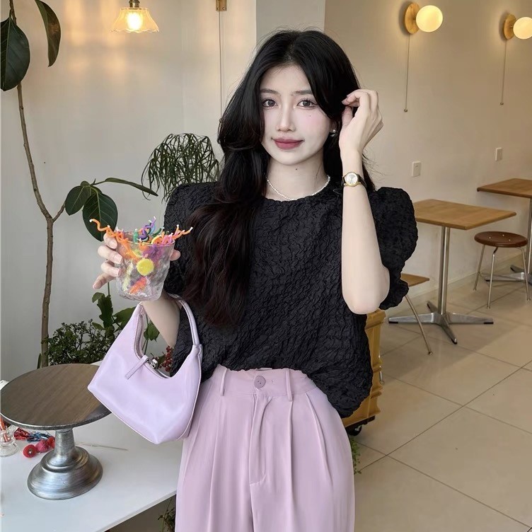 Áo Thun Tay Ngắn Phồng Dáng Rộng Thiết Kế Mới Thời Trang Dành Cho Mùa Hè