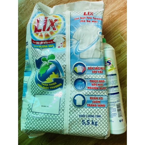 Bột giặt Lix Extra hương hoa 5,5kg mùi hương thơm dịu nhẹ sạch quần áo