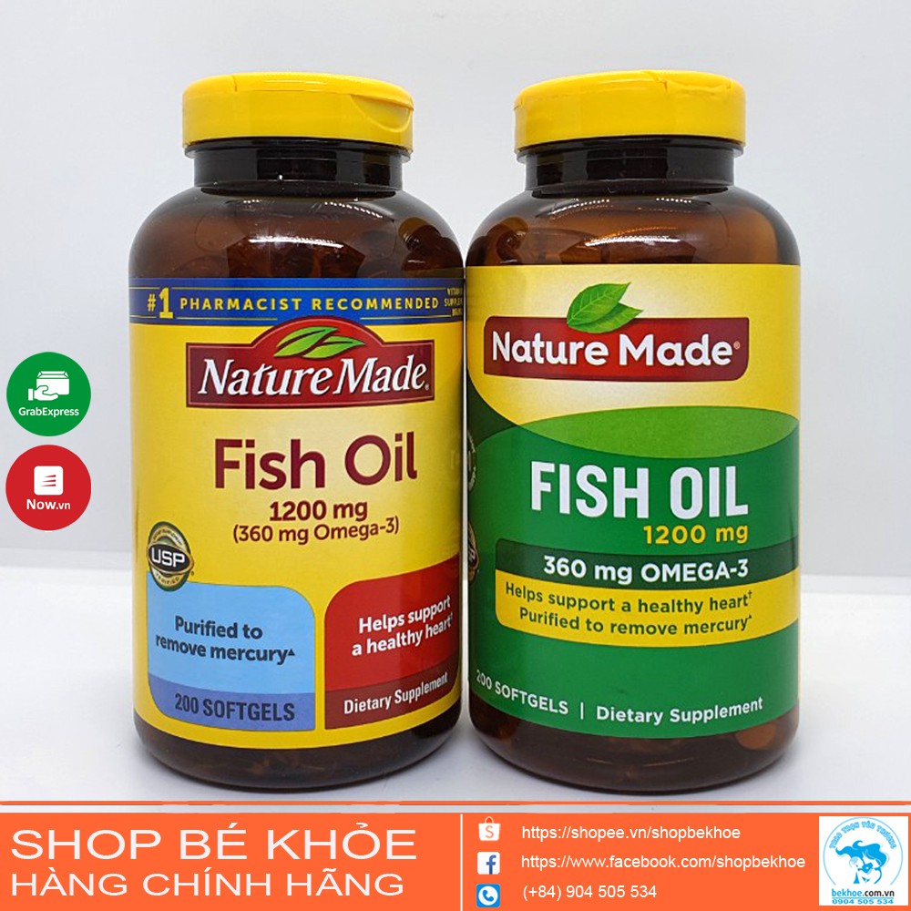 Fish Oil Omega 3 Nature made 1200mg - Dầu cá Nature made 360mg omega 3 200v