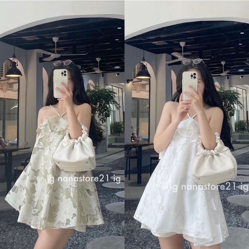 Váy yếm hoa nổi dáng xoè Nana21 Nanastore21