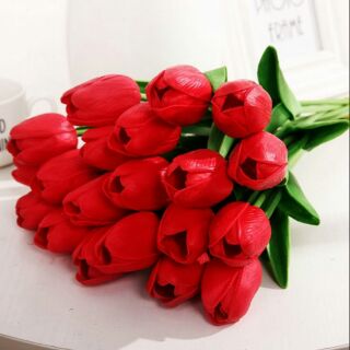 Bó 10 Hoa Tulip Cao Su Cao Cấp( Màu sắc : Hồng, Đỏ, Vàng, Xanh