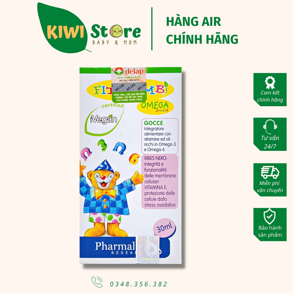 Siro thảo dược Fitobimbi Omega Junior nhập khẩu từ Ý hỗ trợ phát triển não bộ và thị giác cho bé
