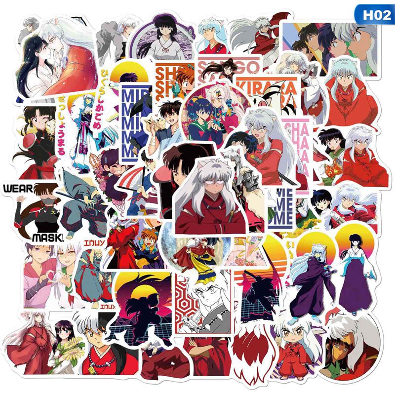 Set 50 miếng sticker hình Inuyasha dán trang trí độc đáo