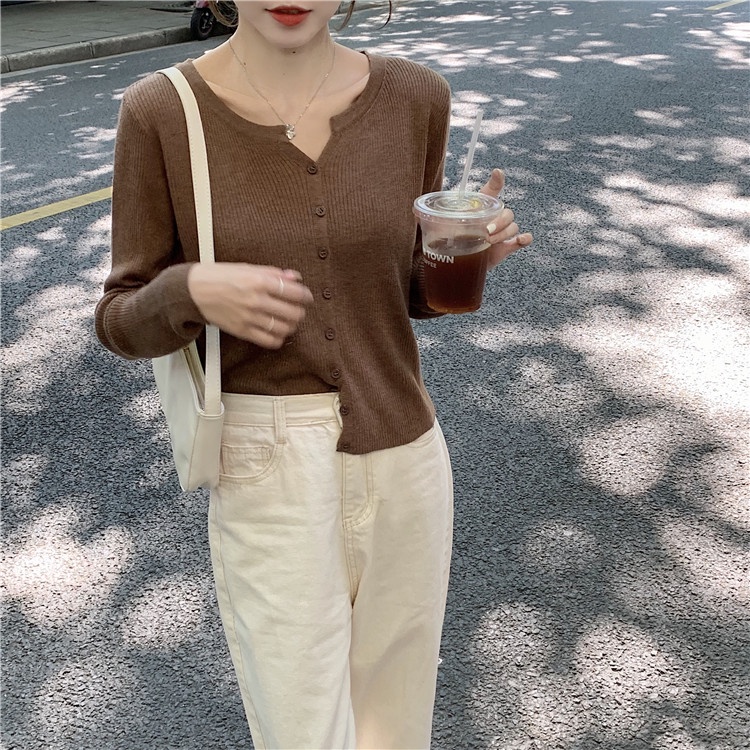  Áo khoác cardigan croptop dệt kim phong cách Hàn Quốc thời trang mới dành cho nữ | BigBuy360 - bigbuy360.vn