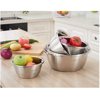 Thau inox 304 6 cái kích thước 22cm 24cm 26cm 28cm 30cm 32cm Onlycook lòng sáng bóng đựng trái cây rau củ quả