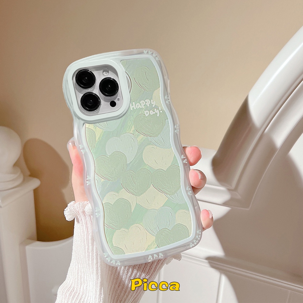 Ốp Điện Thoại TPU Mềm Hình Trái Tim Màu Xanh Lá Dễ Thương Cho IPhone 7 8 14 6 6s Plus 11 14 12 13 Pro MAX XR XS MAX X SE 2020