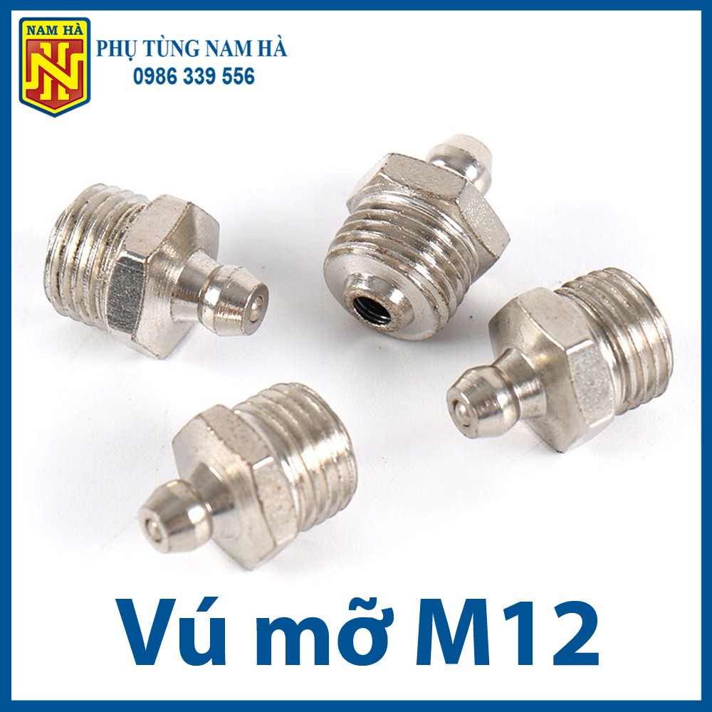 Vú bơm mỡ bò M12 các loại, Vú bơm mỡ bò M12 cong 90,  Vú bơm mỡ bò M12 cong 45, Vú bơm mỡ bò M12 thẳng