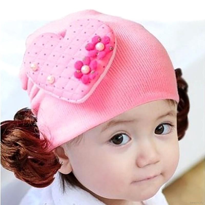 Mũ len trùm đầu trang trí họa tiết dễ thương cho bé gái