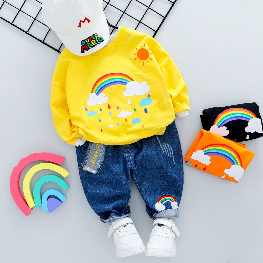 Bộ bé trai áo thun quần jean quần bò dài BS26 size 80-120 6-21 kg thời trang trẻ em hàng quảng châu