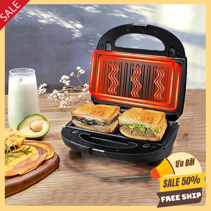 [Mã ELHADEV giảm 4% đơn 300K] Máy Kẹp Ép Bánh Mì Sandwich, Nướng Thịt BBQ HAEGER 750W