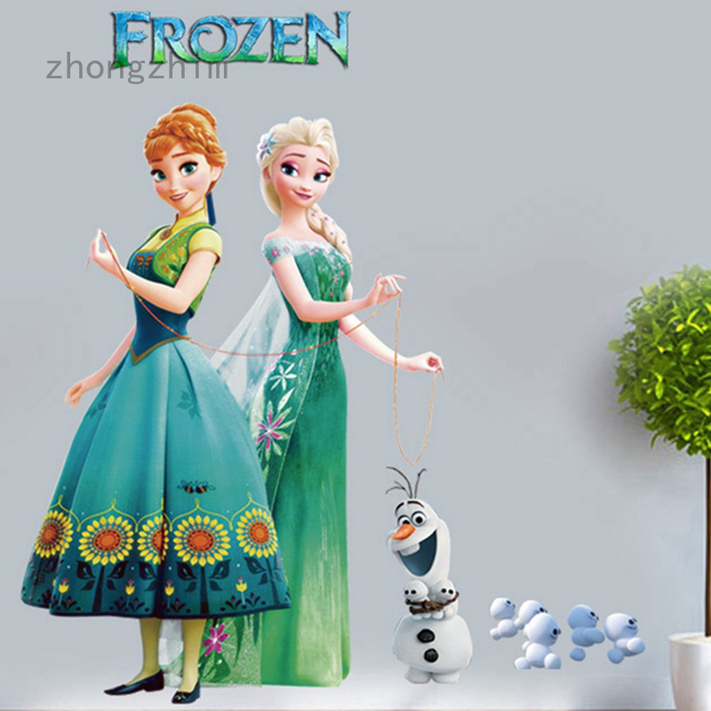 Miếng Dán Tường Vinyl Hình Công Chúa Elsa Và Anna Trong Phim Hoạt Hình Frozen