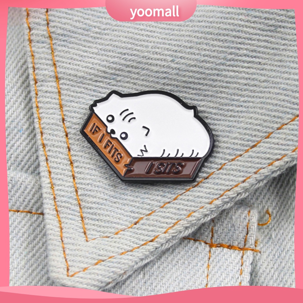 Ghim cài áo bằng kim loại tráng men họa tiết chữ tiếng anh If I Fits I Sits