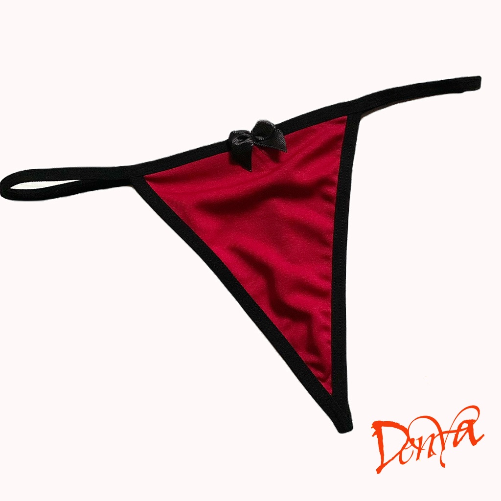 Quần lót nữ DenYa dạng lọt khe sexy chất liệu Cotton co dãn chạy viền đen đính nơ kiểu dáng lạ mắt QLLK5