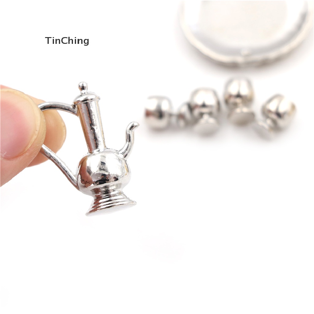 Bộ Ấm Trà Kim Loại Trang Trí Nhà Búp Bê Tỉ Lệ 1: 12