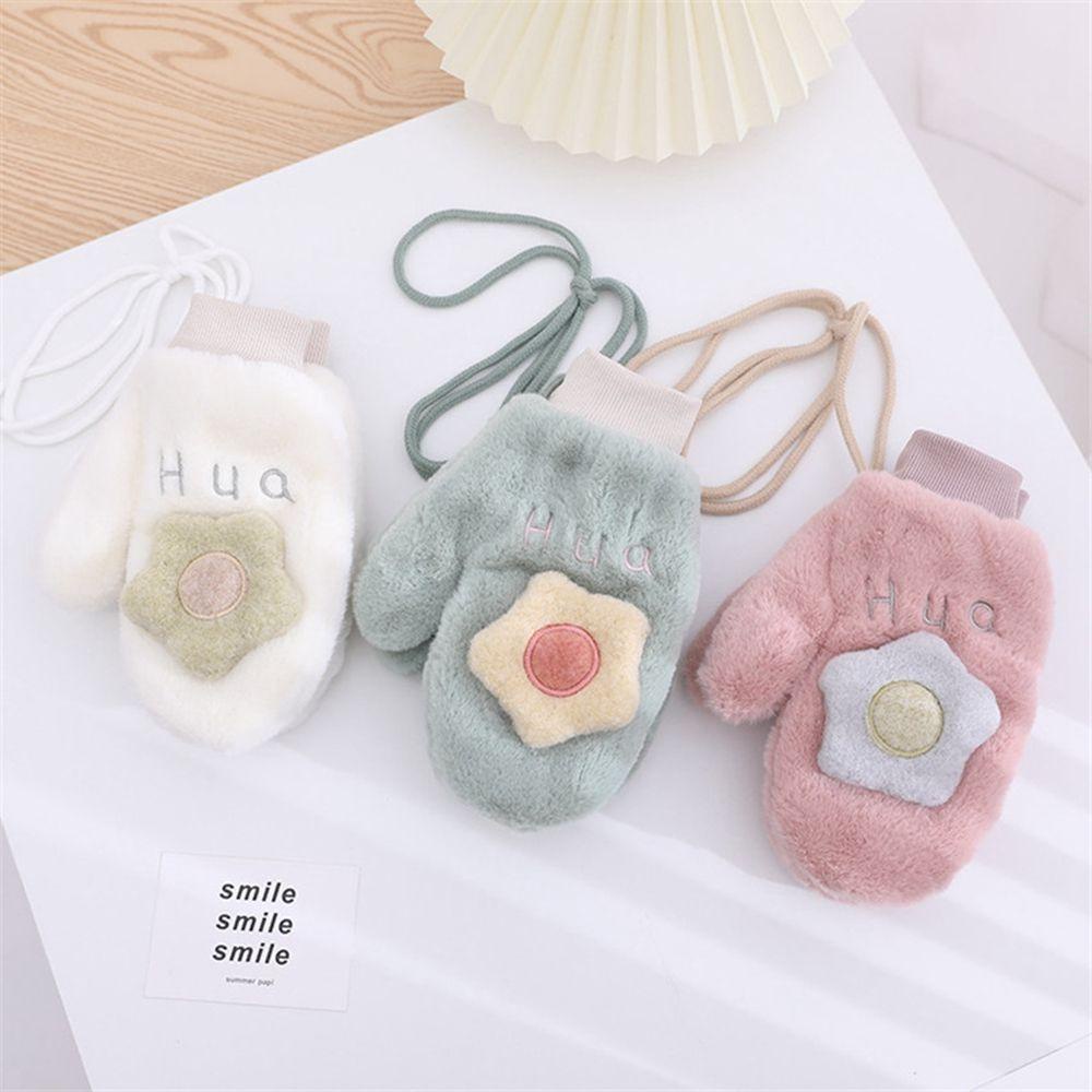 Găng Tay Lông Nhung Mềm Mại Dày Dặn 15H Phong Cách Lolita Dễ Thương Có Dây Đeo Dành Cho Nữ