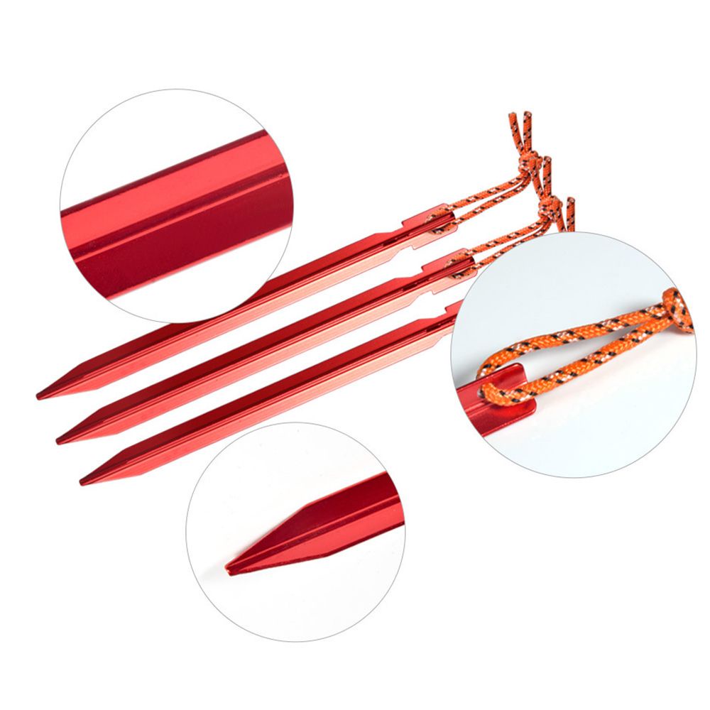 Bộ 5/10 Cọc Căng Lều Hình Tam Giác 18cm Bằng Hợp Kim Nhôm Siêu Nhẹ Màu Đỏ Mang Đi Cắm Trại Leo Núi