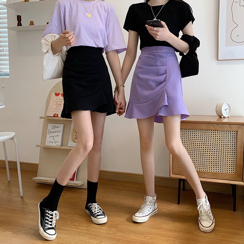 [Mã FAGREEN55 giảm tới 30K đơn 99K] Chân Váy Mini Lưng Cao Kiểu Đuôi Cá Lệch Tà Cá Tính Cho Nữ Xiaozhainv | BigBuy360 - bigbuy360.vn
