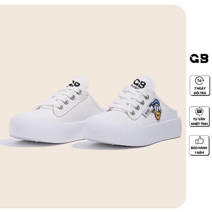Giày Sục Thể Thao Nữ Giày BOM Sneaker Lười Độn Đế Hở Gót Dáng Bánh Mì Ulzzang Hàn Quốc Màu 2 Đen Trắng giayBOM B1356 MLN