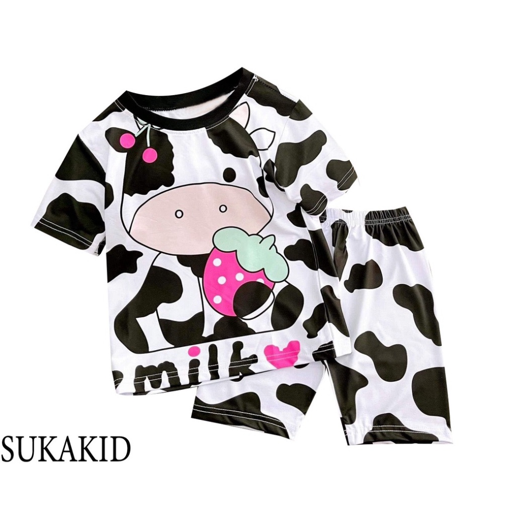 Đồ bộ bé gái siêu đẹp hình in 3D chất liệu thoáng mát mềm mịn co hình bé gái nơ,bò sũa và doremon 6kg đên