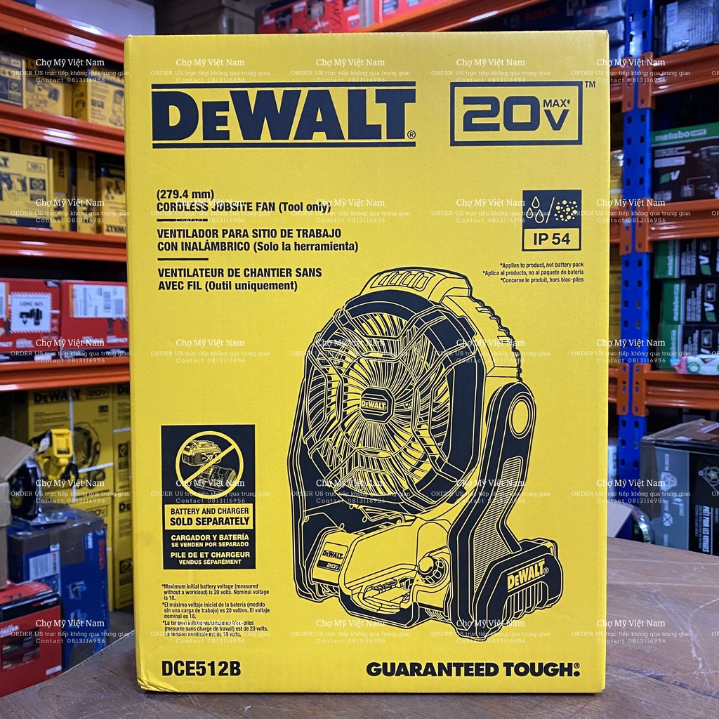 NHẬP MỸ - QUẠT PIN DEWALT DCE512 20-VOLT MAX JOBSITE FAN