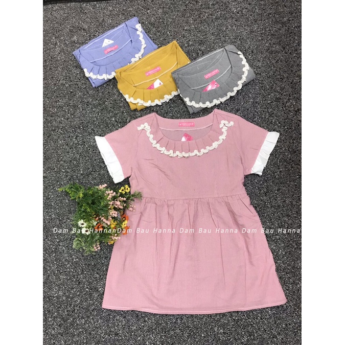 [HANNA] Áo bầu công sở kiểu xinh mùa hè có size 40-77kg chất vải cotton thấm mồ hôi tốt thoáng mát có nhiều màu