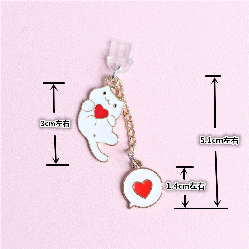 Phụ Kiện Trang Trí Phích Cắm Sạc Chống Bụi Hình Mèo Trắng Đen Dễ Thương Cho Điện Thoại