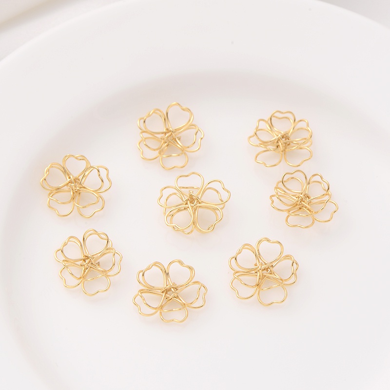 Mặt Trang Sức Hình Bông Hoa Bằng Đồng 14K Màu Sắc Ba Chiều diy