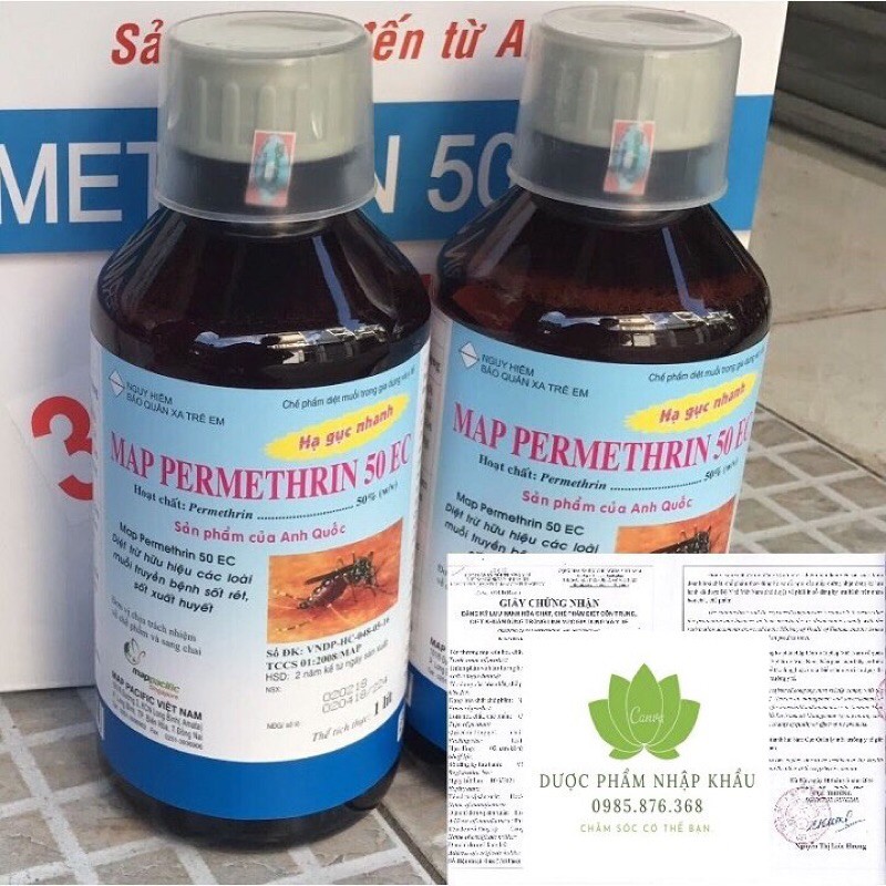 Thuốc muỗi Anh: Permethrin 50EC/ Chai nhựa 1000 ml .