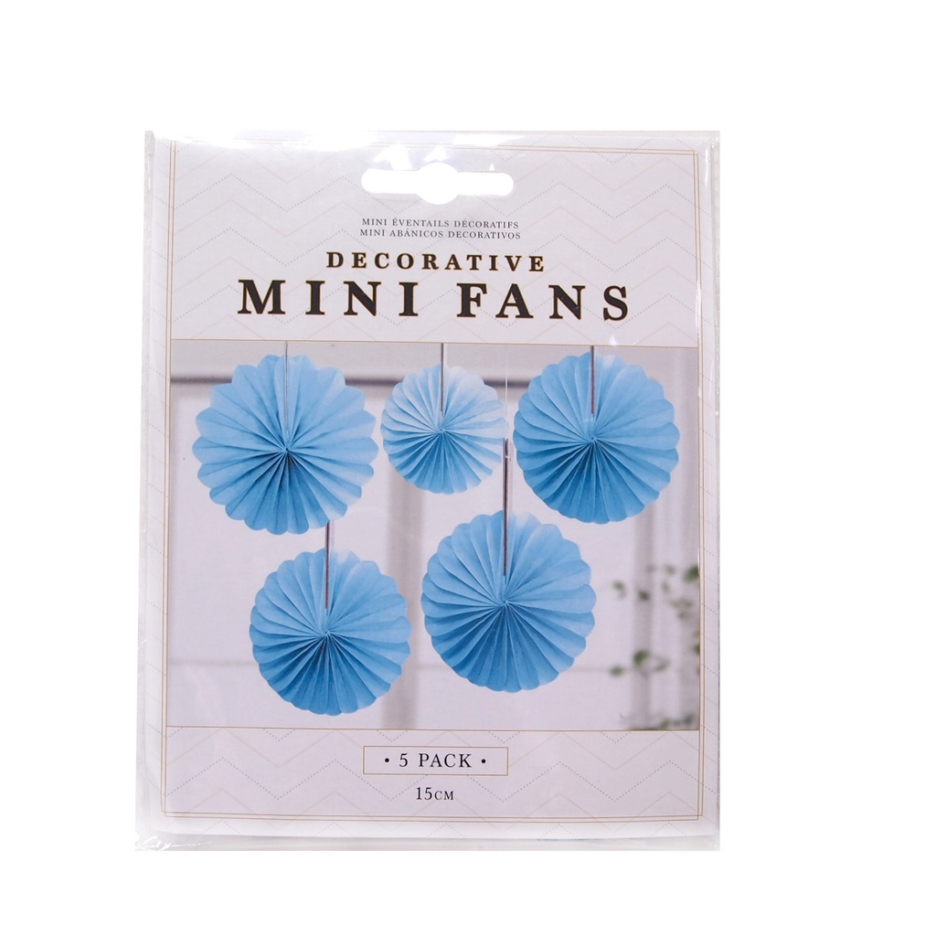 Quạt trang trí mini màu xanh dương 5 cái. Uncle Bills YE0021A