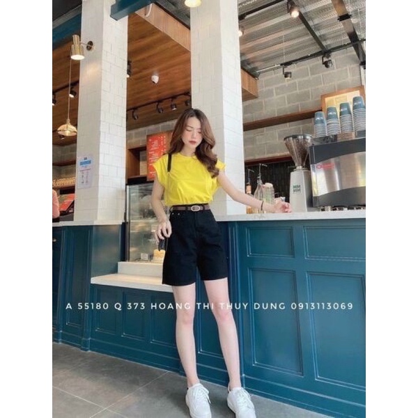 Quần ngố bò 1 khuy ống rộng cá tính