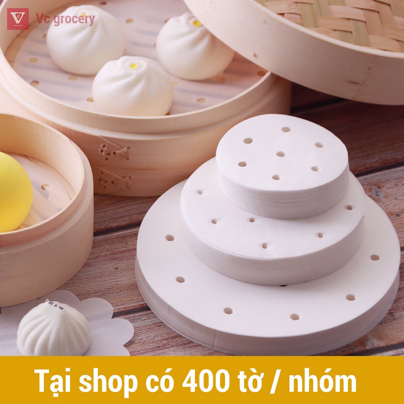 [HÀNG CÓ SẴN] Giấy Nến Tròn Đục Lỗ  loại 100 tờ và 400 tờ Cho Nồi Chiên Không Dầu Giấy Nến Nướng Hấp Bánh nhiều size