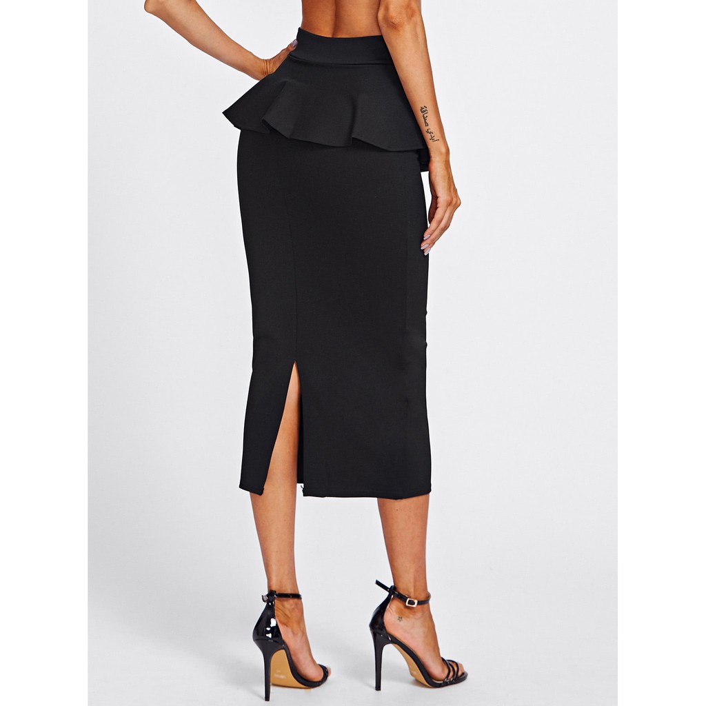 Chân váy công sở Chân váy peplum dài màu đen | BigBuy360 - bigbuy360.vn