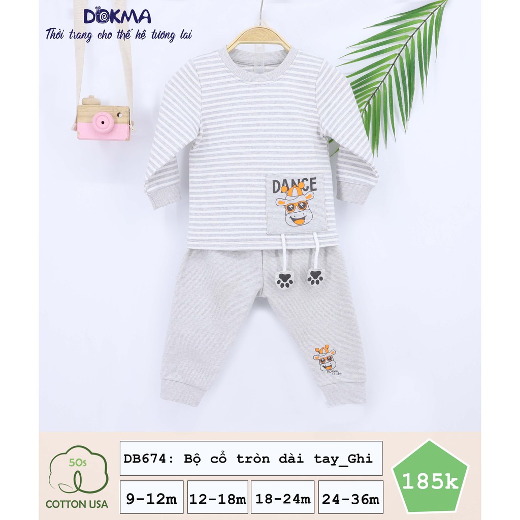 Dokma - Bộ cổ tròn chất nỉ nhung kẻ dày 9-36m DB674