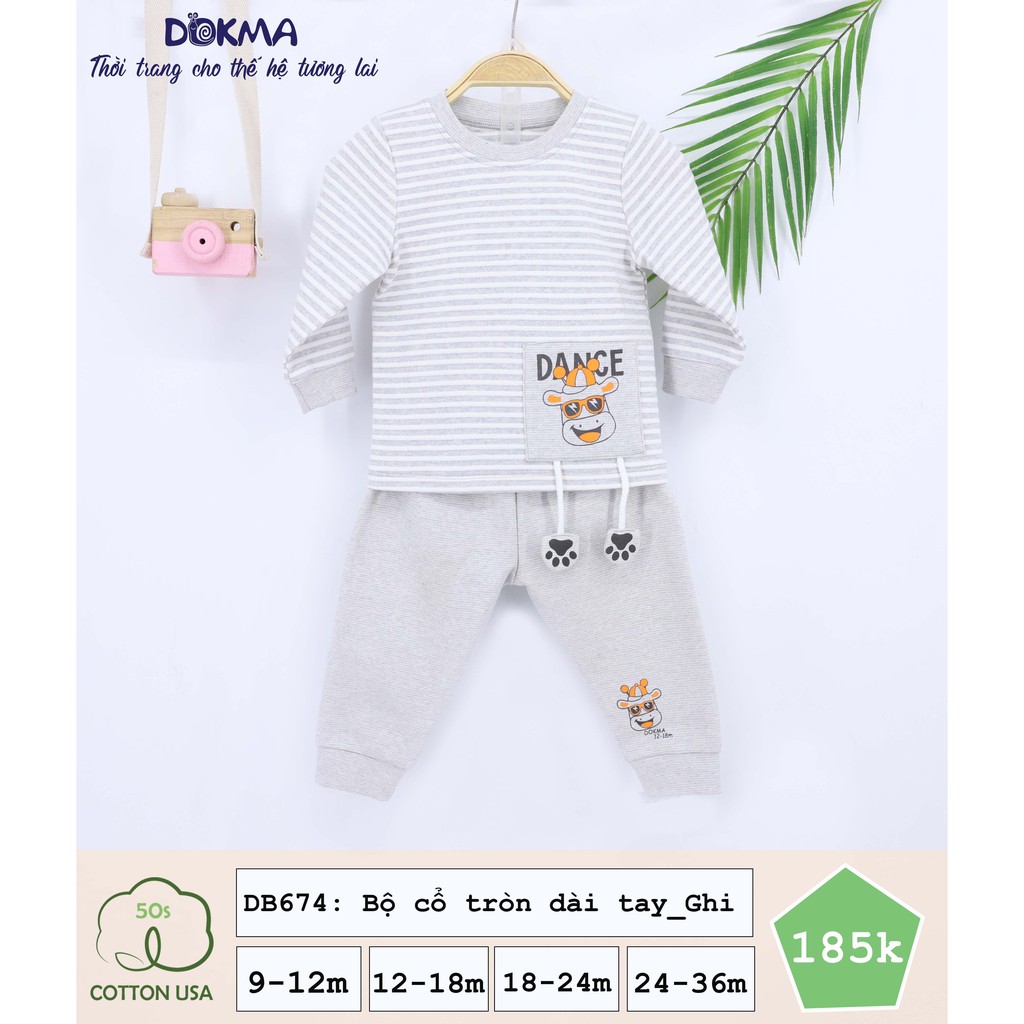 Dokma - Bộ cổ tròn chất nỉ nhung kẻ dày 9-36m DB674