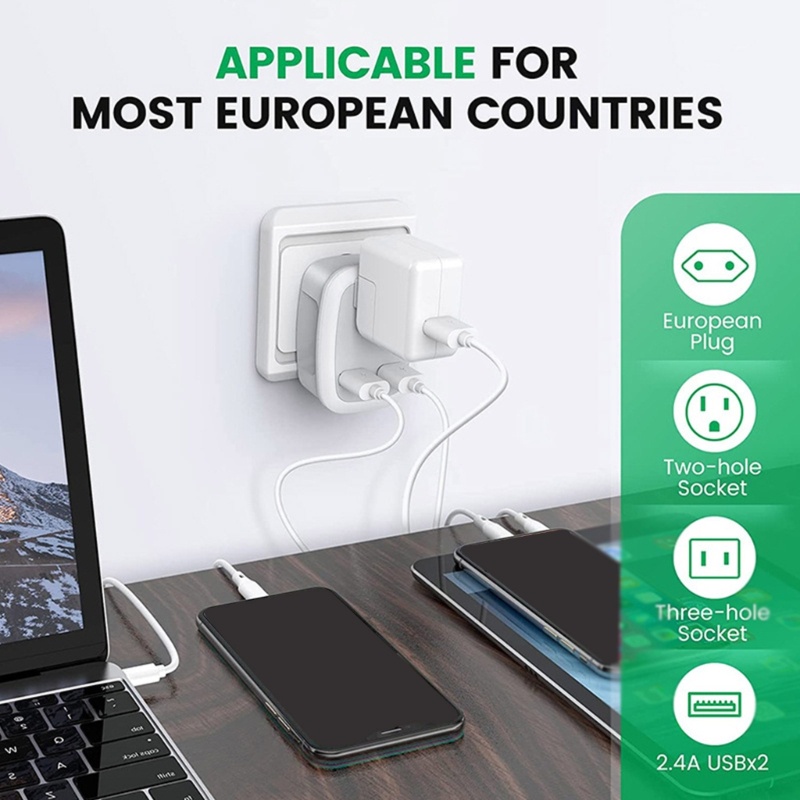 Ổ Cắm Sạc Chuyển Đổi 2 Cổng USB P Pua US Sang EU / UK / IT / for CH