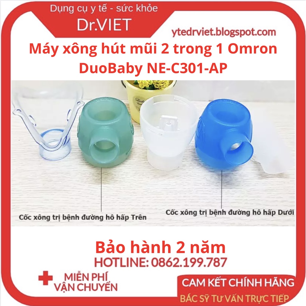 Máy xông hút mũi 2 trong 1 Omron DuoBaby NE-C301-AP cho trẻ từ 1 tháng tuổi - Giảm nghẹt mũi,tăng hiệu quả xông-Drviet