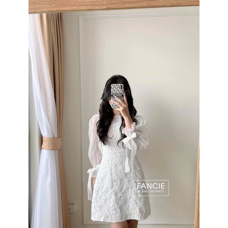 Đầm dự tiệc nữ màu trắng vải gấm xịn dạo phố siêu dễ thương, vải may loại 1 mã [NANi] | BigBuy360 - bigbuy360.vn