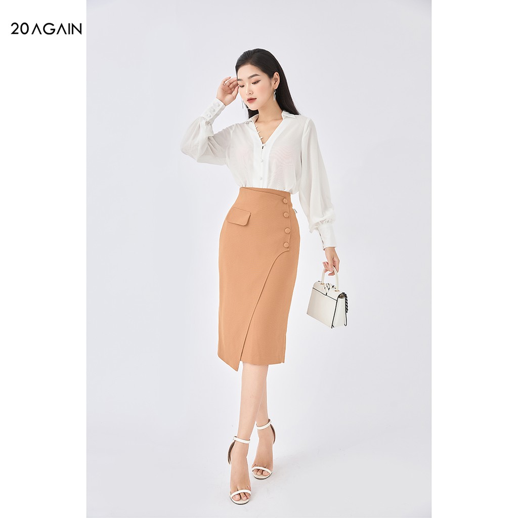 [Mã WABR1111 giảm 10% đơn 250K] Chân váy công sở dáng dài vạt lệch 20AGAIN, hàng thiết kế, hiện đại JDA1702 | BigBuy360 - bigbuy360.vn