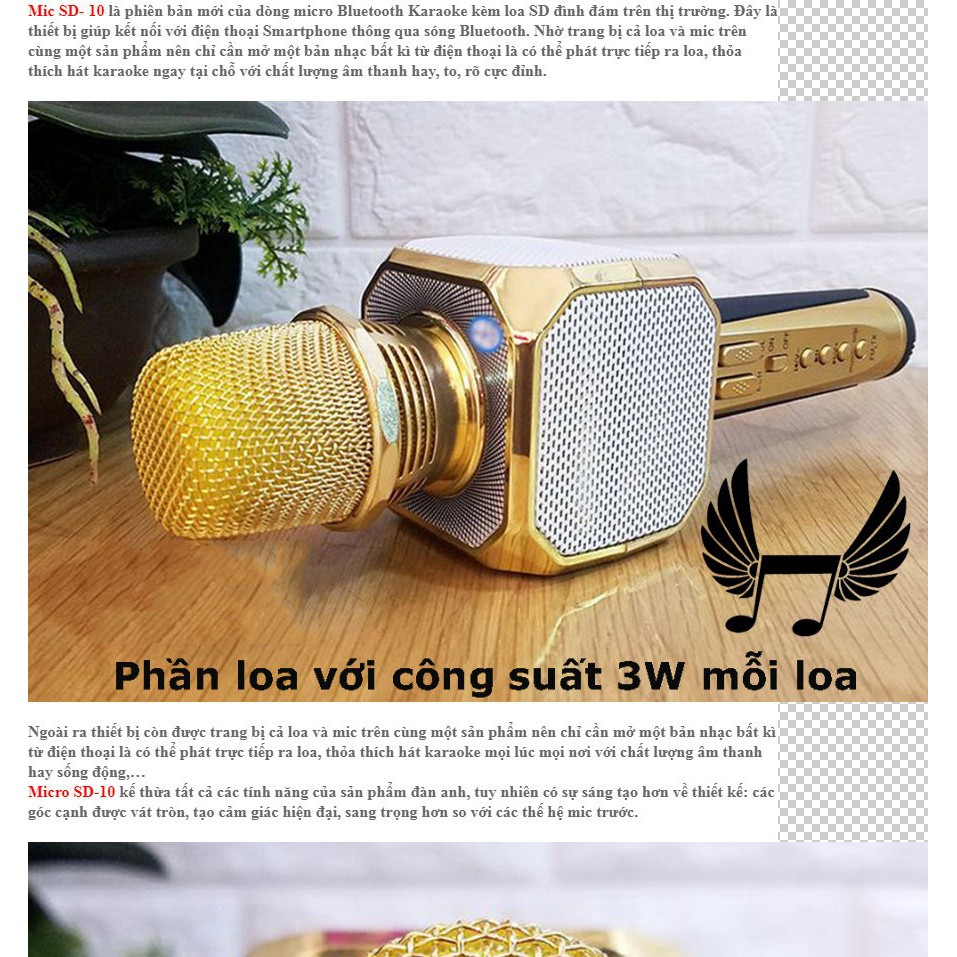 Micro Karaoke Kèm Loa Bluetooth SD-10 Cực Hay