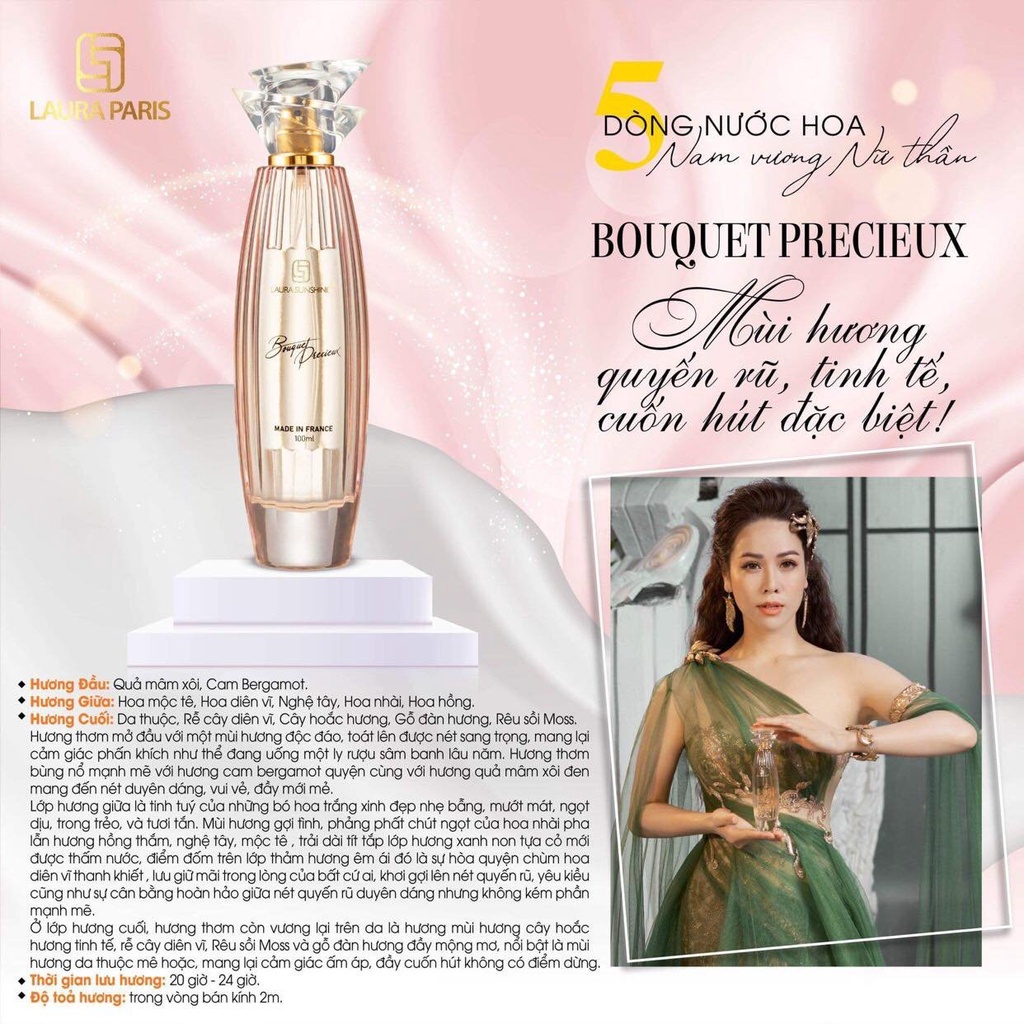 Nước hoa Laura Sunshine Nhật Kim Anh Cho Nữ Số 1 Bouqet Precieux Laura Paris No1 100ml
