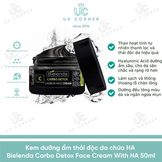 [Bill UK] Kem dưỡng ẩm thải độc than hoạt tính và HA Bielenda Carbo Detox Face Cream With HA 50ml