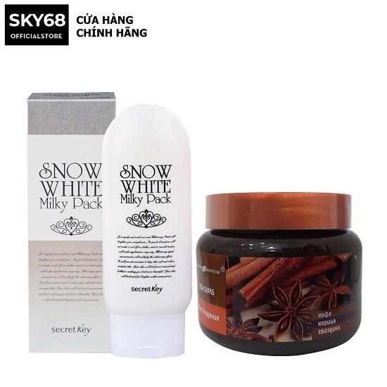 Combo Tẩy Tế Bào Chết Body Exclusive Belarus Chiết Xuất Quế Hồi & Cafe 380g + Kem Tắm Trắng Toàn Thân Secret Key 200g