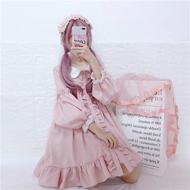 Đầm babaydoll hồng lolita NB kèm ảnh thật 🌸