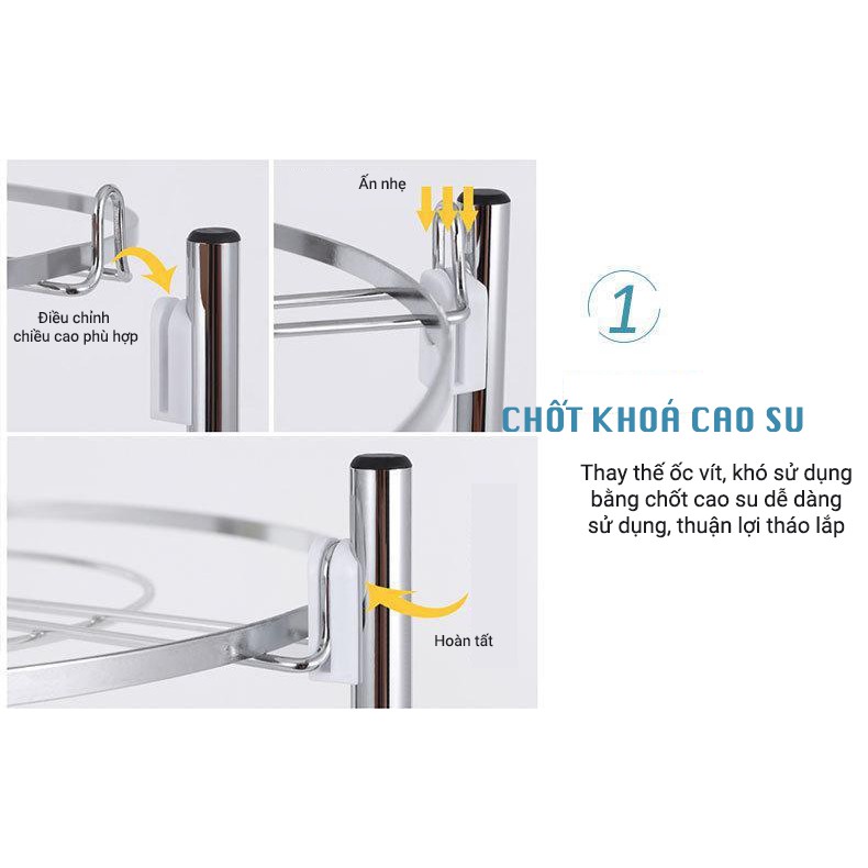 Kệ Xoong Nồi Bốn Tầng Đa Năng INOX 304 CHÍNH HÃNG VANDO - Chắc Chắn, Sáng Bóng, Chịu Lực Tốt