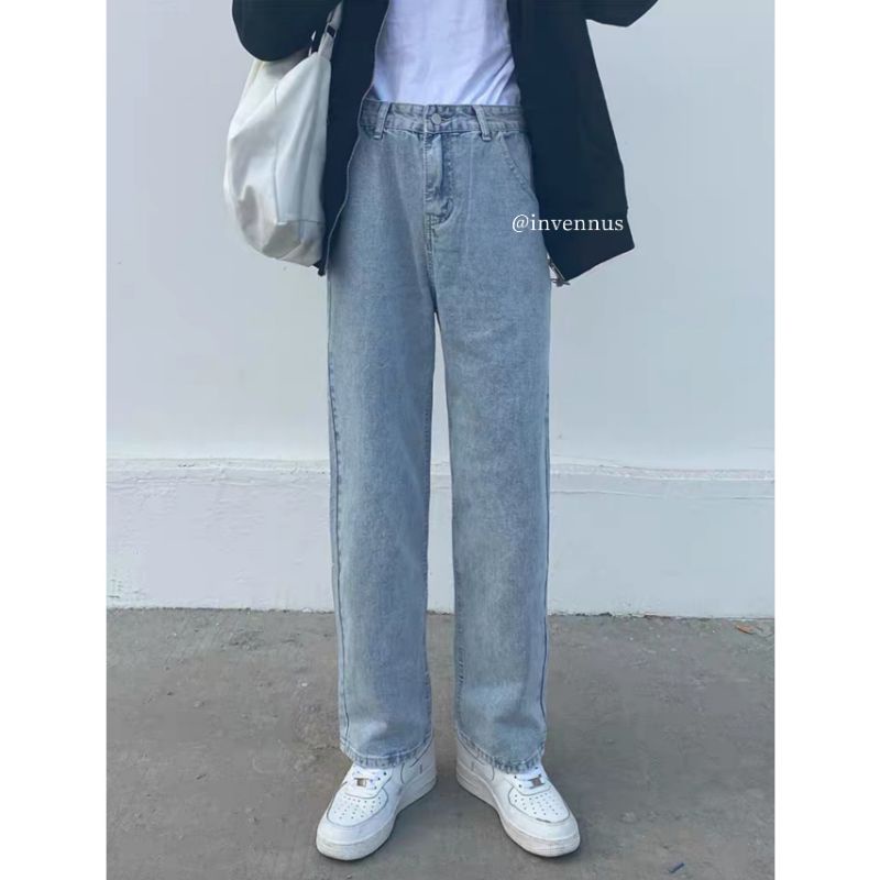 Quần jean baggy ống rộng INVENNUS quần bò nam nữ dáng suông phong cách | designed by VENNI - VN11 xanh nhạt