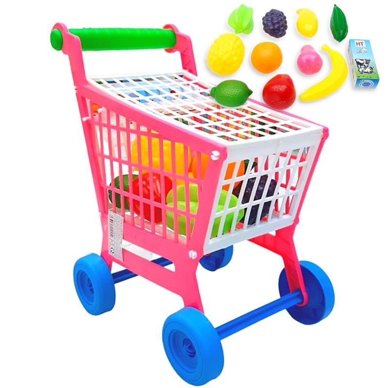 [Hàng VN - Nhựa tốt][Cao 51cm] Đồ chơi xe đẩy siêu thị cho bé kèm trái cây HT7880, Tập đi, nấu ăn, nhà bếp