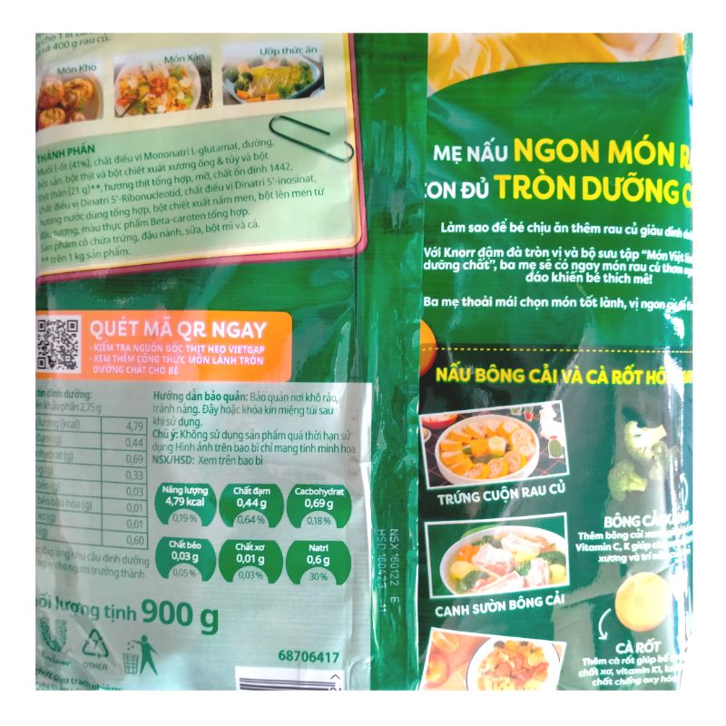 Hạt nêm Knorr gói 900 g thịt thăn xương ống và tủy