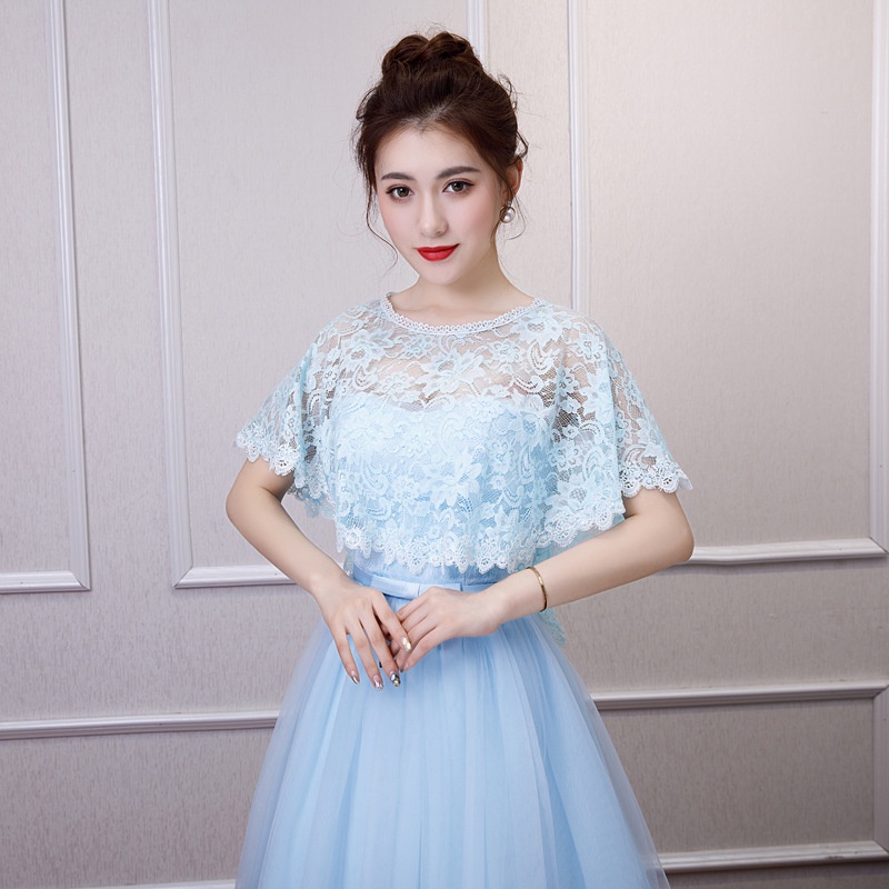 Áo Choàng Ren Màu Trắng / Tím / Xám / Đỏ Rượu Cho Cô Dâu