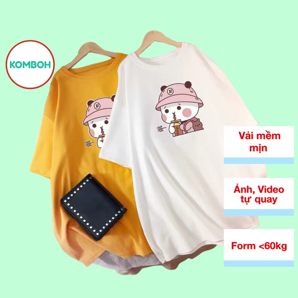 Áo thun tay lỡ KOMBOH phông Unisex nam nữ oversize form rộng GẤU TRÚC A03 | WebRaoVat - webraovat.net.vn