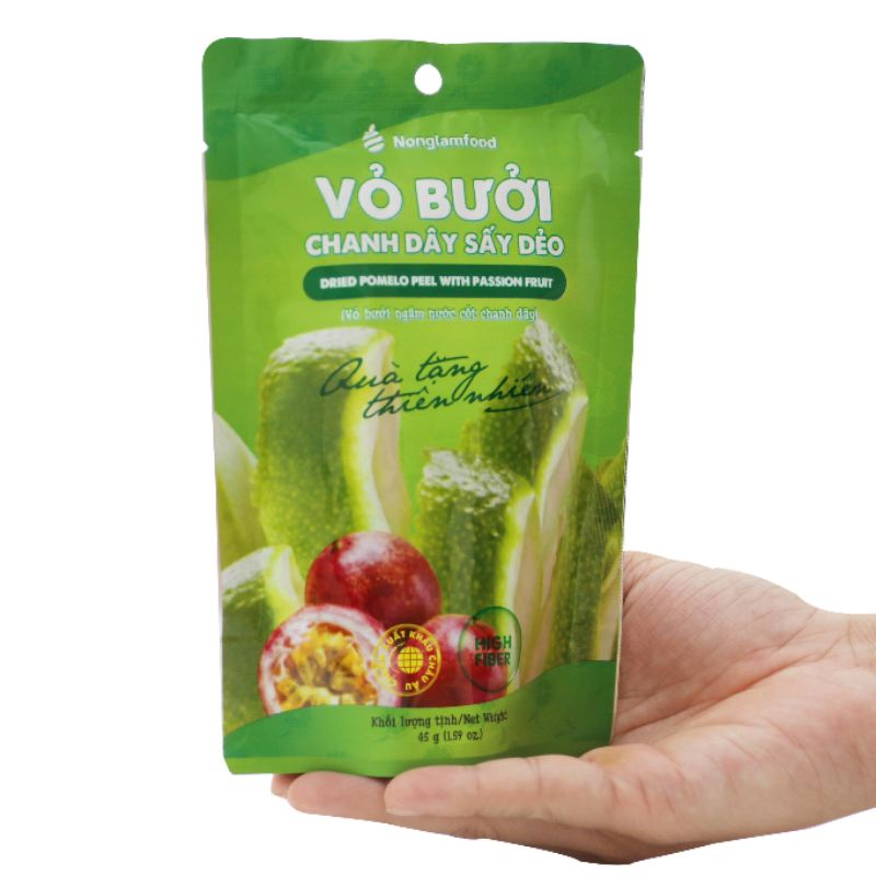 Vỏ bưởi chanh dây sấy dẻo 45g Nông Lâm Food trái cây sấy dẻo ít đường giảm cân,ăn kiêng,bổ sung các chất cho cơ thể